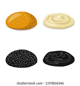 Vector illustration of burger and sandwich logo. Collection of burger and slice stock vector illustration.
