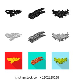 Vector illustration of burger and sandwich logo. Set of burger and slice stock symbol for web.