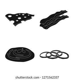 Vector illustration of burger and sandwich logo. Collection of burger and slice stock symbol for web.