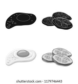Vector illustration of burger and sandwich sign. Collection of burger and slice stock vector illustration.