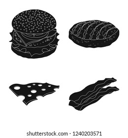 Vector illustration of burger and sandwich sign. Collection of burger and slice vector icon for stock.