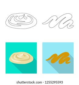 Vector illustration of burger and sandwich sign. Set of burger and slice stock vector illustration.