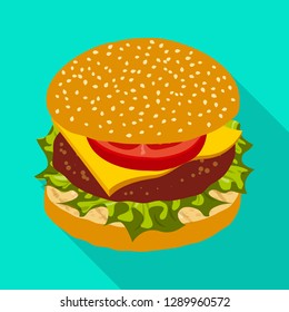 Vector illustration of burger and sandwich sign. Collection of burger and slice vector icon for stock.