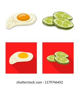 Vector illustration of burger and sandwich symbol. Collection of burger and slice stock vector illustration.