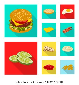 Vector illustration of burger and sandwich symbol. Set of burger and slice vector icon for stock.
