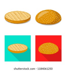 Vector illustration of burger and sandwich symbol. Set of burger and slice vector icon for stock.