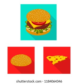 Vector illustration of burger and sandwich symbol. Collection of burger and slice stock vector illustration.
