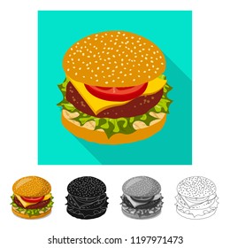 Vector illustration of burger and sandwich symbol. Set of burger and slice stock symbol for web.