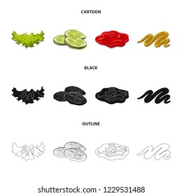 Vector illustration of burger and sandwich symbol. Collection of burger and slice vector icon for stock.