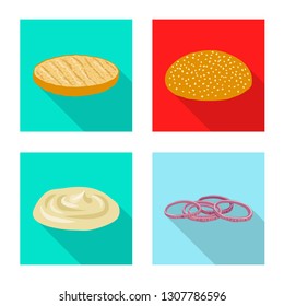 Vector illustration of burger and sandwich symbol. Set of burger and slice stock symbol for web.