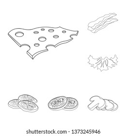 Vector illustration of burger and sandwich symbol. Set of burger and slice vector icon for stock.