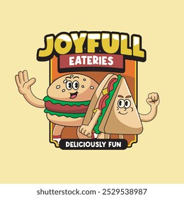 Vector Illustration of Burger and Taco with Cute Food Vector Illustration Available for Logo Badge
