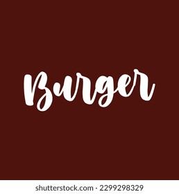 Ilustración vectorial del texto Burger con letras a mano aisladas en el fondo rojo. Concepto de diseño, plantilla, elemento