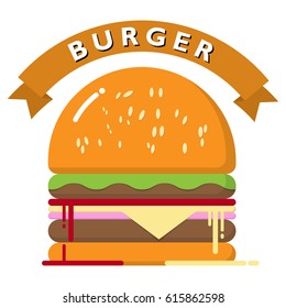 vector illustration of burger.Hamburger .Vector burger isolated.