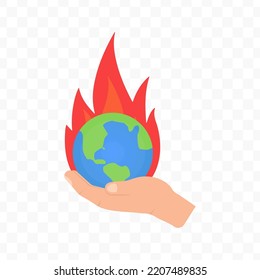 Vector illustration of burn the earth icon sign and symbol. colored icons for website design .Simple design on transparent background (PNG).