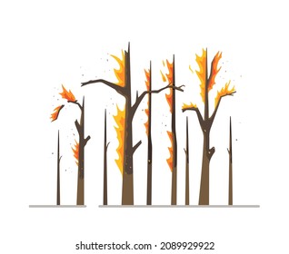 Vector illustration burned trees