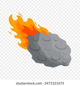 Vector illustration of burning Asteroid on transparent background