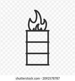 Ilustración vectorial del icono del barril de combustión en color oscuro y fondo transparente (png).