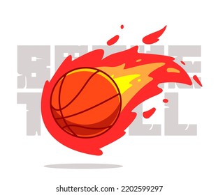 Vector illustration of a burning basketball, flaming basketball, energy all around.