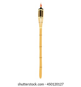 Vector illustration burning beach bamboo torch. Torch icon.