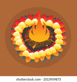 Vector illustration of a burning bonfire flat design, this vector is in great demand, because it is trending or popular on sales sites with the theme of camping or hiking (Adventure)