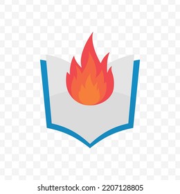 Vector illustration of burning book icon sign and symbol. colored icons for website design .Simple design on transparent background (PNG).
