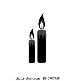 Ilustración vectorial de la quema de velas. Iconos, Halloween.