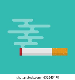 vector illustration of  burning cigarette with smoke.flat design