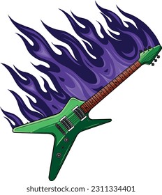 vector illustration of Burning electric guitar design