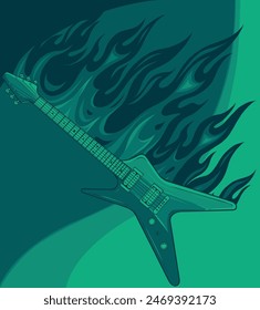 vector illustration of Burning electric guitar design