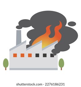 Vector illustration of a burning factory