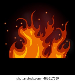 vector illustration of burning fire on a black background