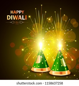 vector illustration of burning firecracker in Happy Diwali