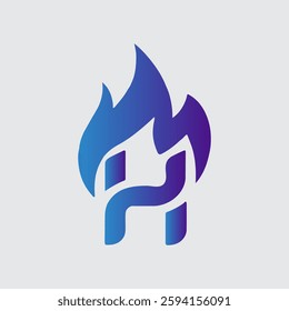Vector Illustration Of A Burning Flame Logo H Vector