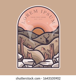 Ilustración vectorial de un bosque en llamas, este diseño puede imprimirse en pantalones T, bolsas, papel y otros artículos