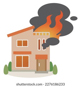 Vector illustration of a burning house