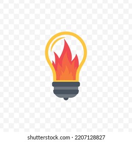 Vector illustration of burning lamp icon sign and symbol. colored icons for website design .Simple design on transparent background (PNG).