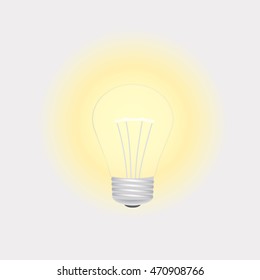 Vector illustration of a burning light bulb on a light background