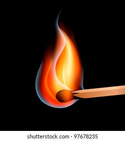 vector illustration burning match