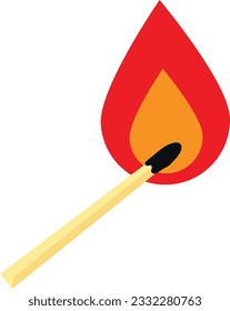 Vector illustration of a burning match. Make fire.