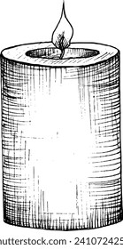 Vector illustration of burning melted candles. Hand drawn candles.