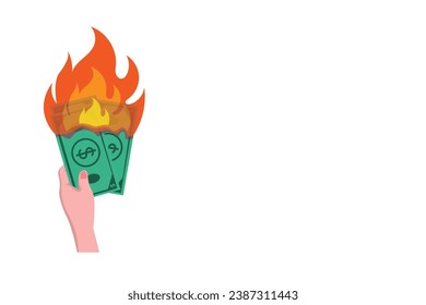 vector illustration of burning money