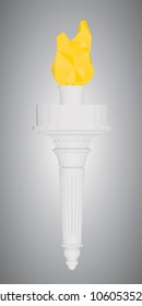 Vector illustration of a burning polygonal torch. 3D.