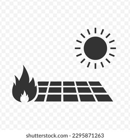 Vector illustration of burning solar turbines icon in dark color and transparent background(png).