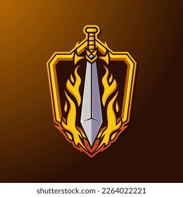 Ilustración vectorial del logotipo Burning Sword para el deporte electrónico