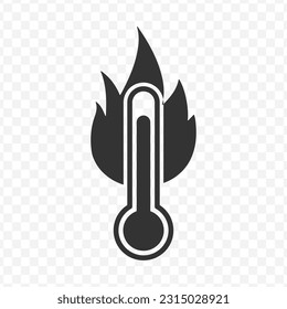 Vector illustration of burning thermometer icon in dark color and transparent background(png).