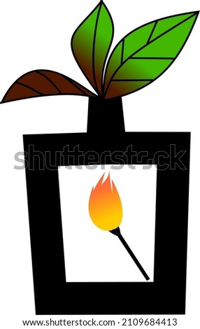 vector illustration of a burning tree, depicting a burning tree at the roots