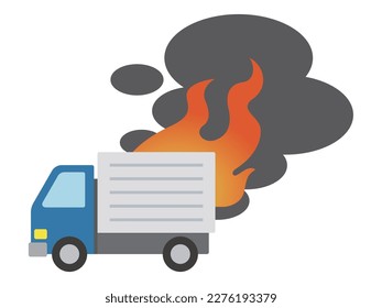 Vector illustration of a burning truck