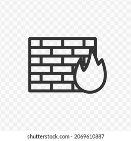 Vector illustration of burning wall icon in dark color and transparent background(png).