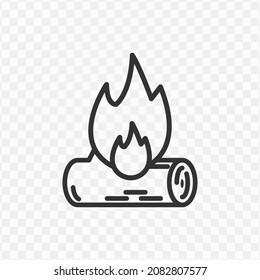 Vector illustration of burning wood icon in dark color and transparent background(png).